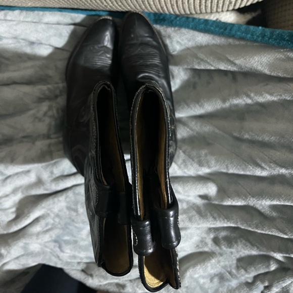 Dan Post Sz 5.5 Black Leather Mid Calf Pull On Western Cowboy Boots - Picture 6 of 9